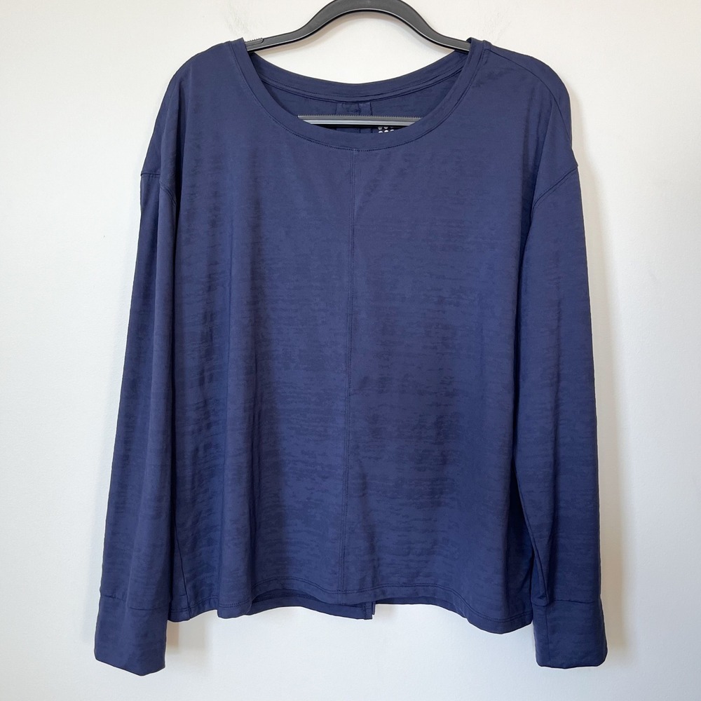 Title Nine Phoenix Pleat Back Long Sleeve Top Womens XL‎ Navy Blue